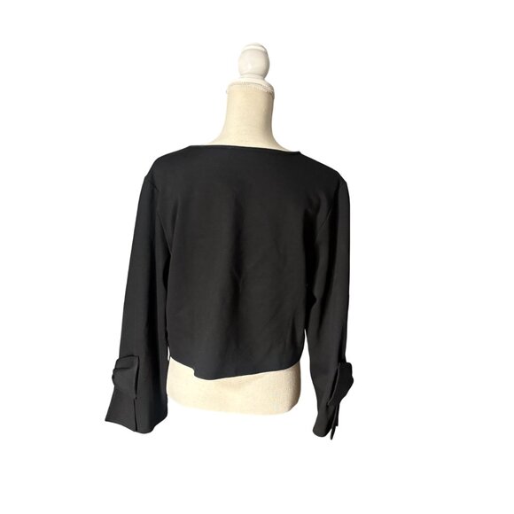 Anne Fontaine Twist Top black cropped sweater size 44 US 12 L statement Bows - Picture 9 of 13